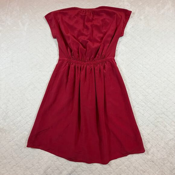 Madewell Lucie Puff-Sleeve Smocked Mini Dress Red Women’s Sz 6 - Picture 5 of 6